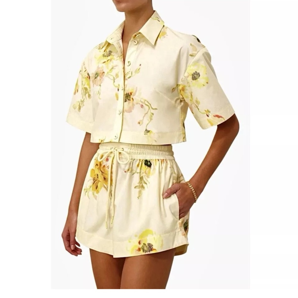 Zimmermann Lightburst Relaxed Crop Shirt